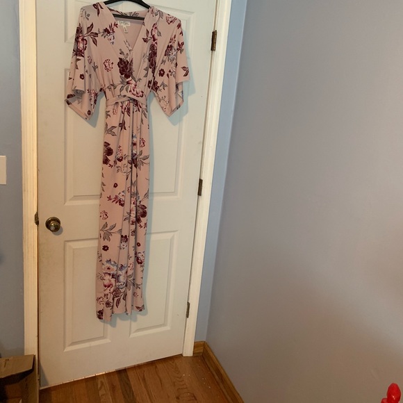 Jessica Simpson Flutter Sleeve Floral Wrap Dress - Picture 7 of 8